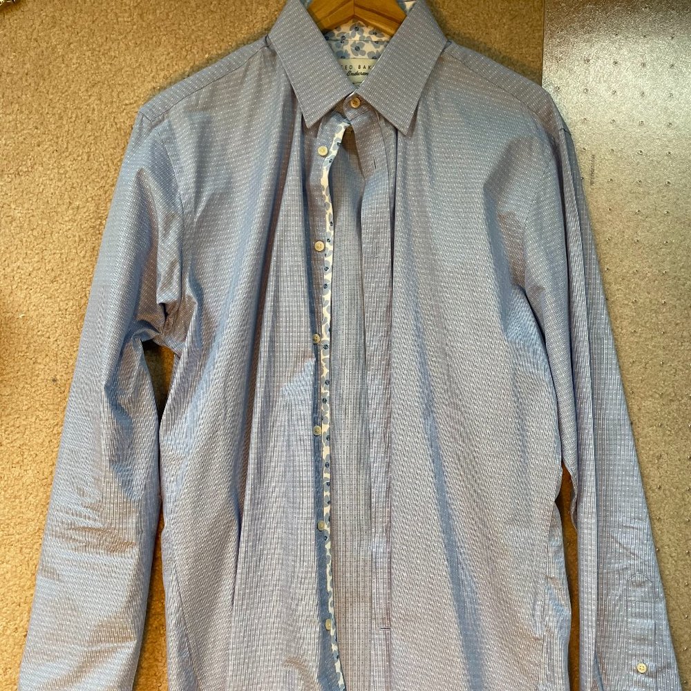 NEW Ted Baker Mens Shirt 16 Blue